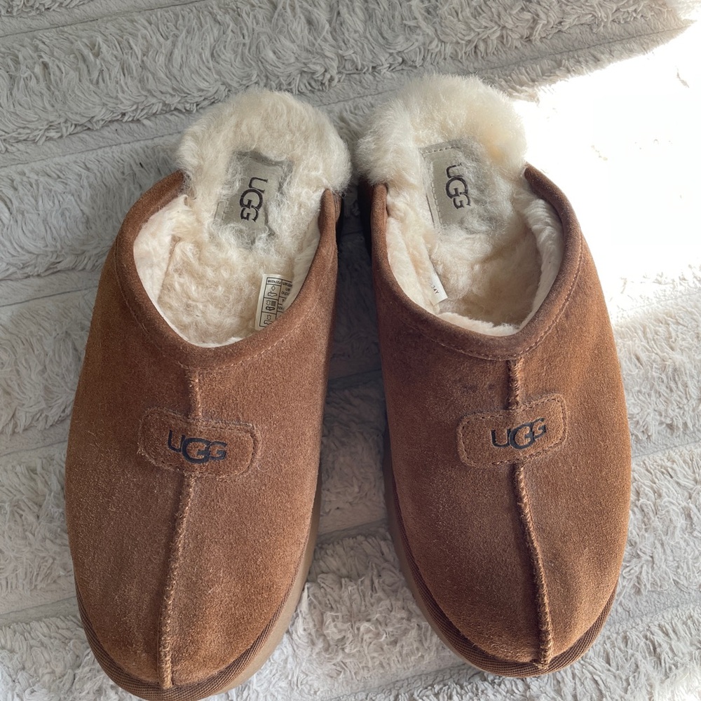 UGG Chestnut Suede Shearling Mules - Picture 2 of 4